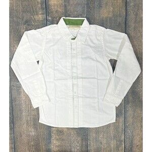 Well Dressed Wolf Boys Size 10 Dapper Stephen White Shirt With Pine Green Collar